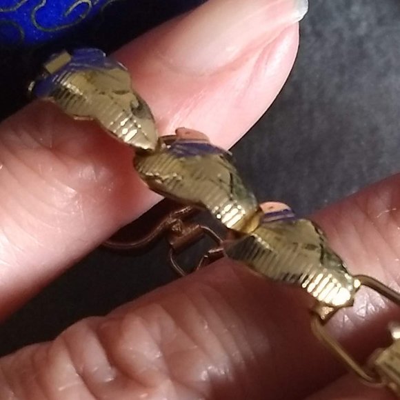 vintage 60s sculptural agate hearts gold links chain bracelet NWOT - Picture 5 of 11